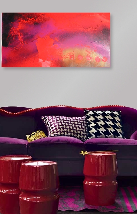 A crimson, purple and magenta painting. abstract expressionism painting