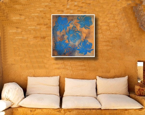 A blue, powder blue and sapphire painting. abstract modern paintings