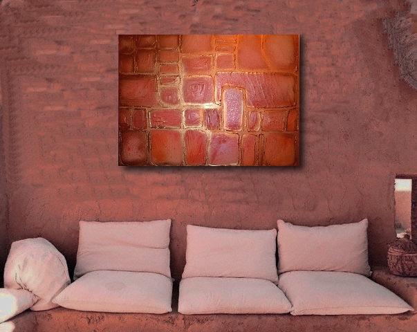 An amber, gold and orange painting. large abstract painting