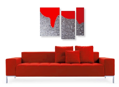 A magenta, scarlet and red wall sculpture. modern contemporary art