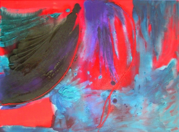 A blue and red painting