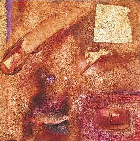 A brass, bronze, burgundy, burnt umber, chestnut, crimson, gold, red and rust painting