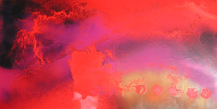 A crimson, fuchsia, magenta, purple, red, scarlet and violet painting