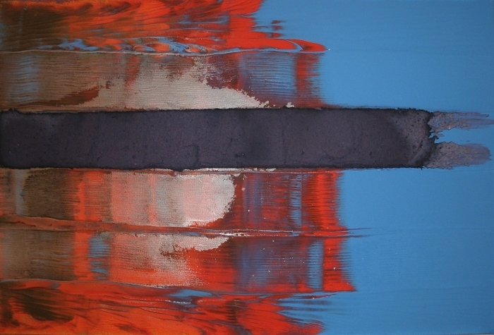 A blue, purple and red painting
