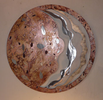 A bronze, copper and silver painting