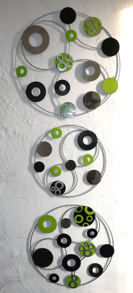 A black, lime and silver painting
