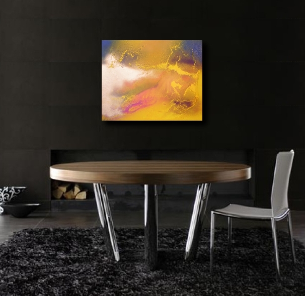 An amber, mustard and lemon painting. modern abstract art
