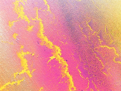 A magenta, mustard and yellow painting. abstract expressionism painting