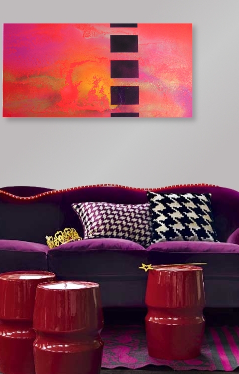 A mustard, purple and amethyst painting. modern art for sale