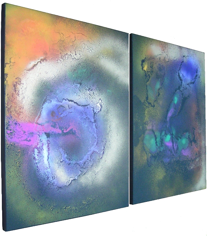 A purple, green and pink painting. original abstract art painting