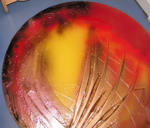 A bronze, yellow and gold painting. buy fine art