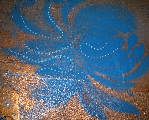 A powder blue, gold and cyan painting. original abstract art painting