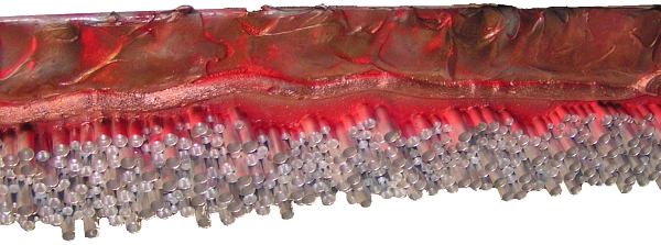 A copper, platinum and scarlet painting. buy abstract art
