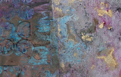 A lime, copper and rust painting. buy art poster