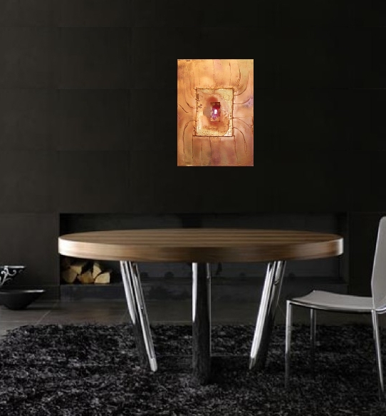 A rust, brass and gold painting. modern contemporary art
