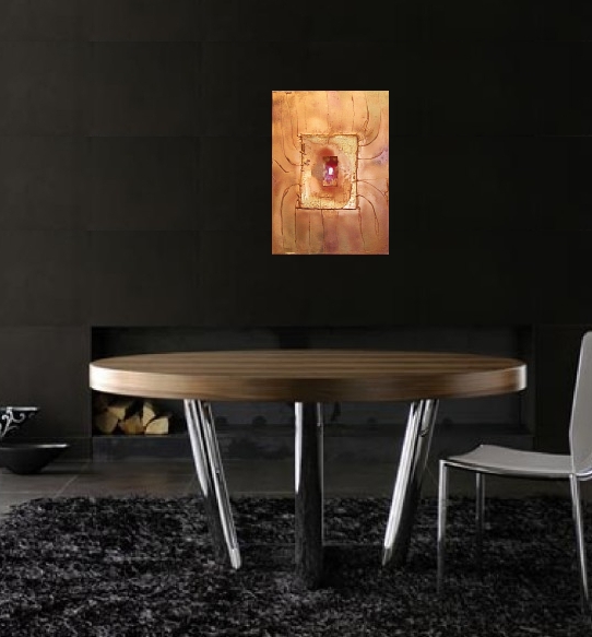 A red, gold and rust painting. buy abstract art