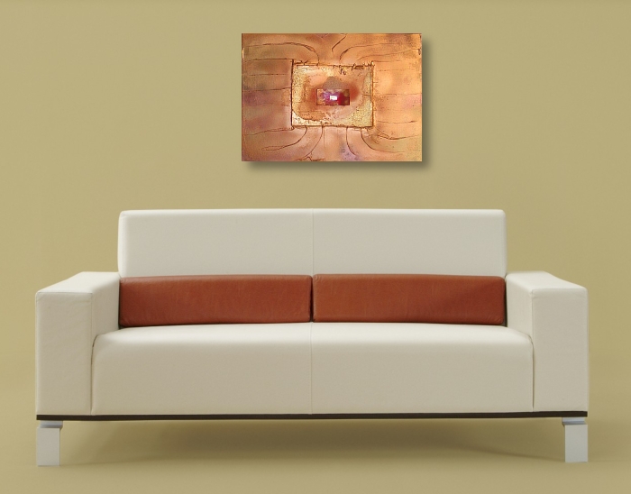 A bronze, rust and scarlet painting. artist painting modern art