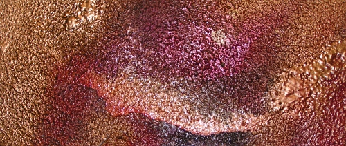 A burgundy, gold and rust painting. colorful abstract art