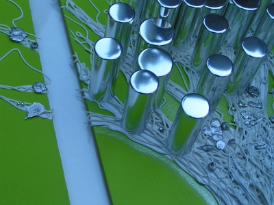 A mint, green and silver painting. modern abstract paintings