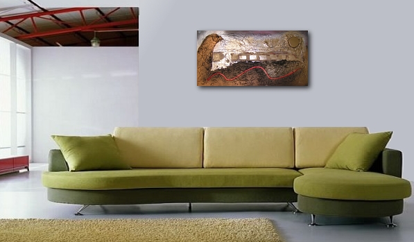 A bronze, crimson and rust painting. abstract painting for sale