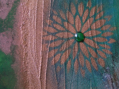 A green, gold and copper painting. artist painting modern art