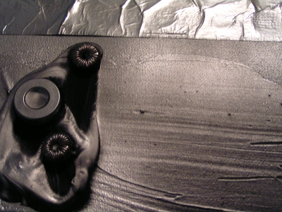 An indigo, cobalt and grey painting. abstract painting of flower