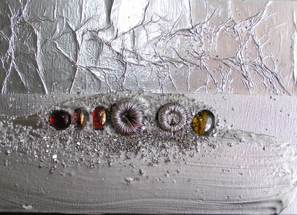A platinum, silver and grey painting. modern abstract art