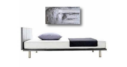 A silver, platinum and orange painting. buy abstract art