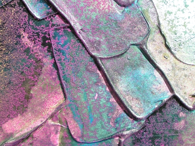 A magenta, aqua and powder blue painting. contemporary wall art