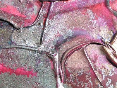 A magenta, silver and pink painting. modern painting