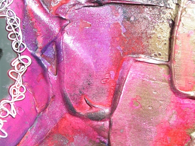A fuchsia, silver and pink painting. buy sell art