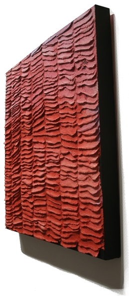 A brown, magenta and red painting. abstract art paintings
