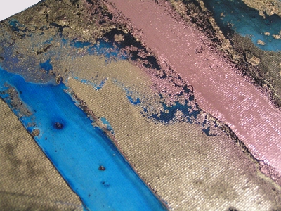 A gold, copper and bronze painting. large abstract painting