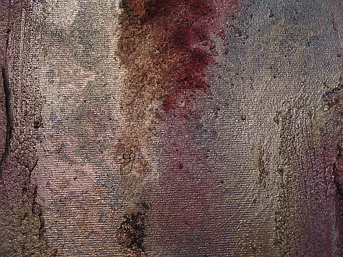 A gold, crimson and red painting. abstract expressionism painting