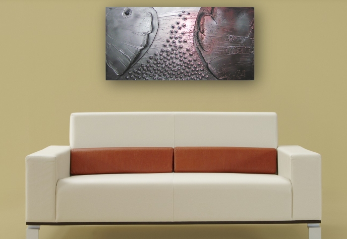 A copper, silver and grey painting. buy art