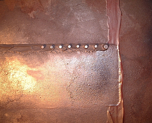 A platinum, terra cotta and pink painting. contemporary wall art