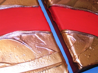 A copper, rust and gold painting. colorful abstract art