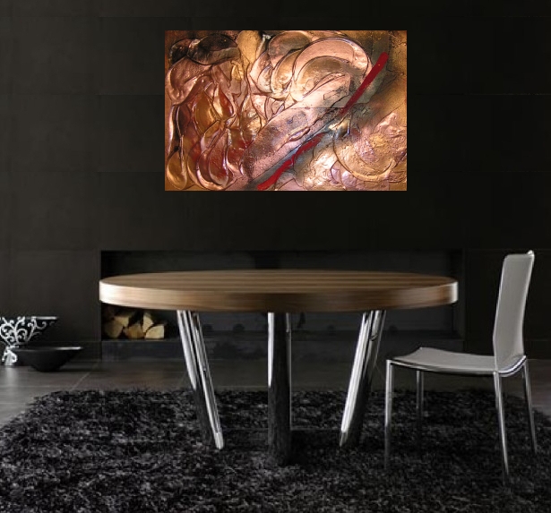 A scarlet, burgundy and bronze painting. abstract painting gallery