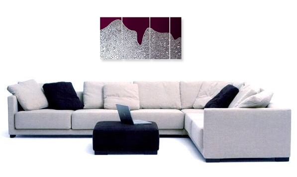 A grey, burgundy and crimson wall sculpture. buy art work online