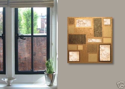 A bronze, beige and brown painting. colorful abstract art