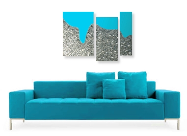 An aqua, blue, cobalt, cyan, sapphire, turquoise and ultramarine wall sculpture