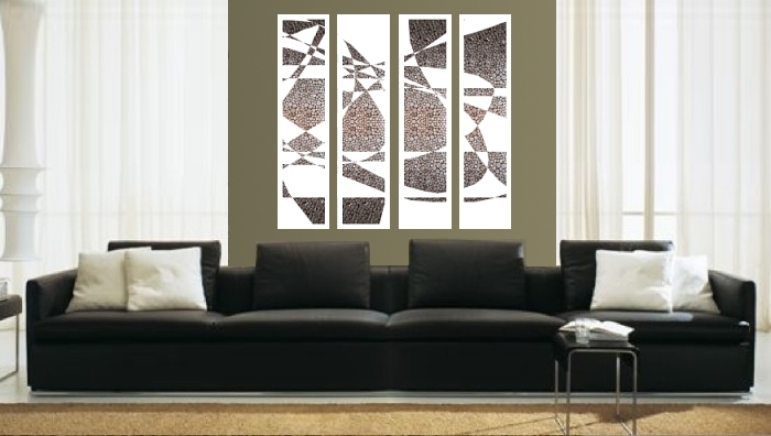 A grey, ivory, platinum, silver and white wall sculpture