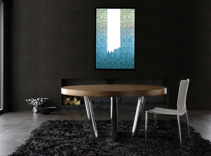 An aqua, blue, cobalt, cyan, indigo, jade, mint, powder blue, sapphire, turquoise, ultramarine and white wall sculpture