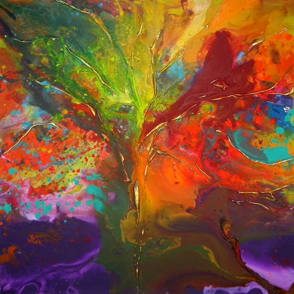 An orange and purple painting