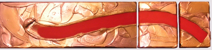 A bronze, burgundy, copper, crimson, gold, magenta, maroon, red, rust and scarlet painting