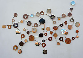 A bronze, chocolate, copper, gold and silver painting